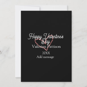 Frohen Valentinstag rotes Glitterherz schwarzer Na Feiertagskarte