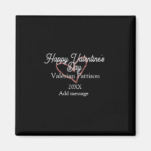 Frohen Valentinstag rotes Glitterherz schwarzer Na Magnet