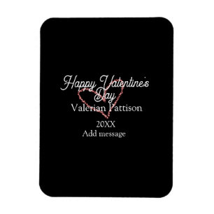 Frohen Valentinstag rotes Glitterherz schwarzer Na Magnet