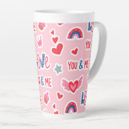 Frohen Valentinstag Rotes Herz Kunst Romantischer Milchtasse