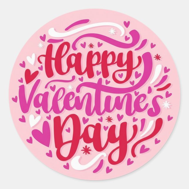Frohen Valentinstag  Runder Aufkleber (Vorderseite)