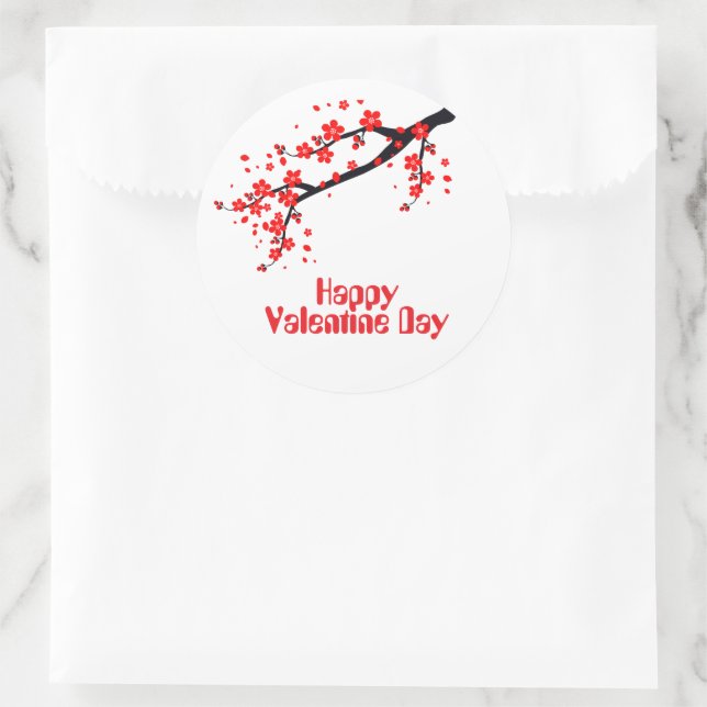 Frohen Valentinstag Runder Aufkleber (Tasche)