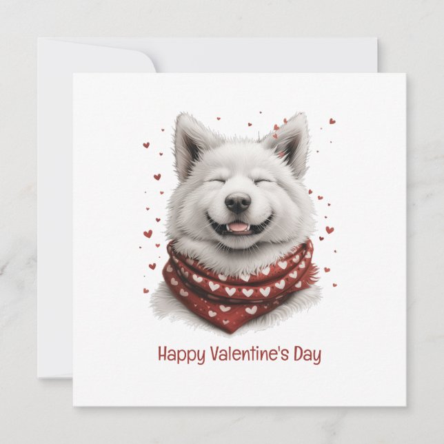 Frohen Valentinstag Samojede-Hund Feiertagskarte (Vorderseite)