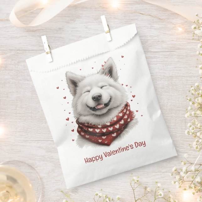 Frohen Valentinstag Samojede-Hund Geschenktütchen (Ausgeschnitten)