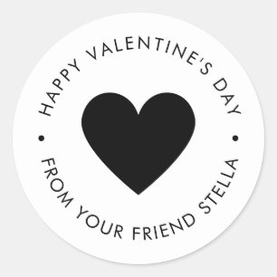Frohen Valentinstag Schwarzes Herz Runder Aufkleber