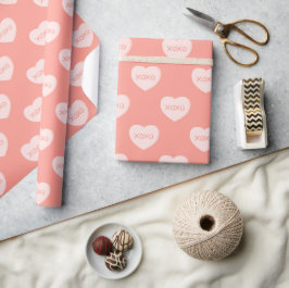 Frohen Valentinstag Süße rosa Herzen XOXO Geschenkpapier