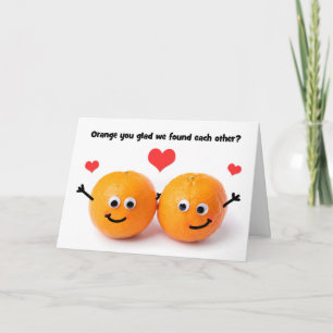 Frohen Valentinstag Süßes Orangen-Paar Humor  Feiertagskarte