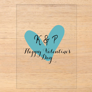 Frohen Valentinstag Türkis Herz Name Buchstabe Acryleinladungen