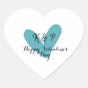 Frohen Valentinstag Türkis-Herz-Name-Buchstabe  Herz-Aufkleber