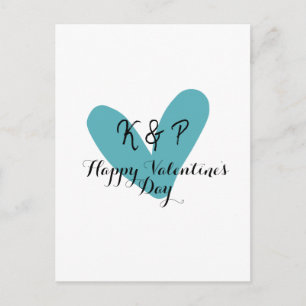 Frohen Valentinstag Türkis Herz Name Buchstabe Postkarte