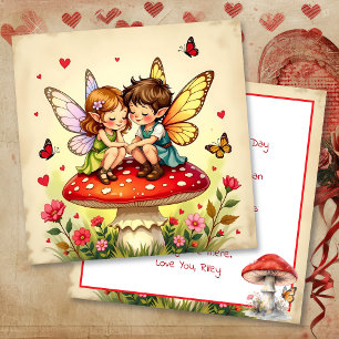 Frohen Valentinstag Vintage Cottage Core Fee Karte