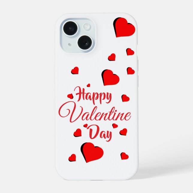 Frohen Valentinstag weiß iPhone 15 Hülle (Rückseite)