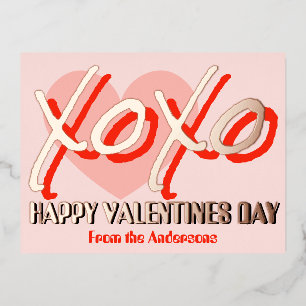 Frohen Valentinstag XoXo moderne Folie pink Folien Feiertagspostkarte