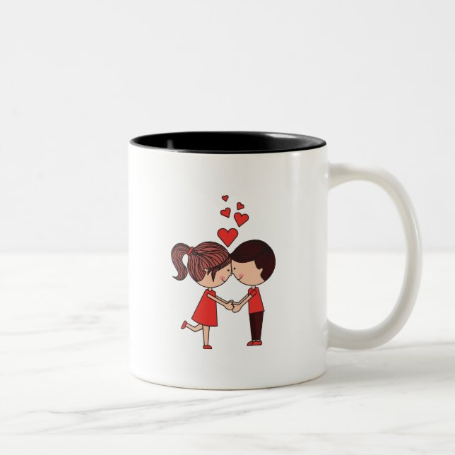 Frohen Valentinstag  Zweifarbige Tasse (Rechts)