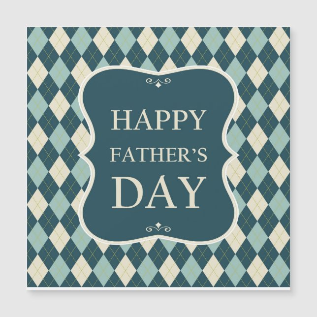 Frohen Vatertag Argyle-Muster Magnetkarte (Vorderseite)
