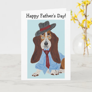Frohen Vatertag Basset Hound im Hemd und Krawatte Karte