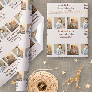 Frohen Vatertag Benutzerdefiniertes Foto Cream Ter Geschenkpapier