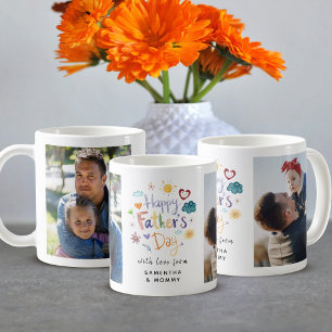 Frohen Vatertag Cute Whimsical Typography Foto Kaffeetasse