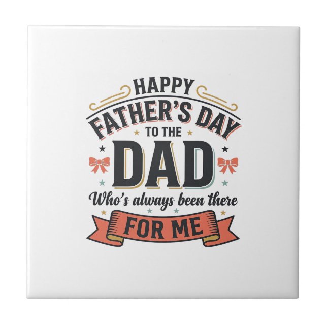 Frohen Vatertag Dad Vintage-Typografie  Fliese (Vorderseite)