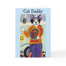 Frohen Vatertag Kater-Daddy Hippie-Anzug Katze