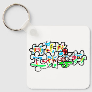 Frohen Vatertag Puzzle Kunst Schlüsselanhänger
