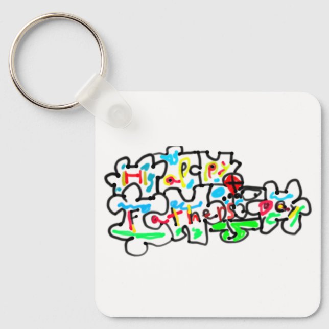 Frohen Vatertag Puzzle Kunst  Schlüsselanhänger (Vorderseite)