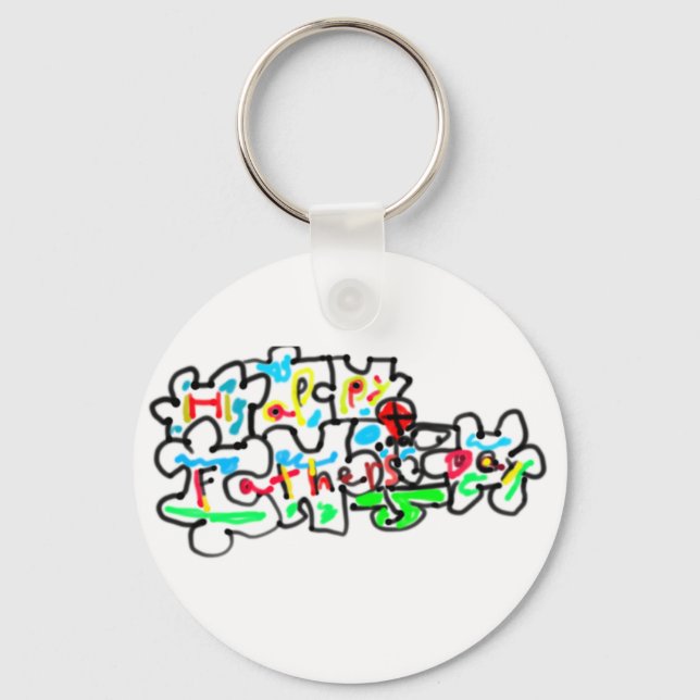 Frohen Vatertag Puzzle Kunst  Schlüsselanhänger (Vorderseite)