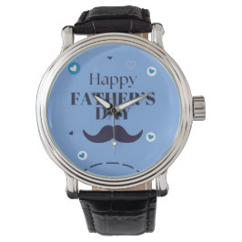 Frohen Vatertag – Schnurrbart- und Herz-Design Armbanduhr