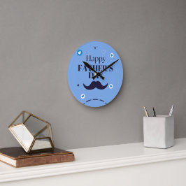 Frohen Vatertag – Schnurrbart- und Herz-Design Runde Wanduhr