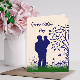 Frohen Vatertag - Silhouette Vater und Kind Karte