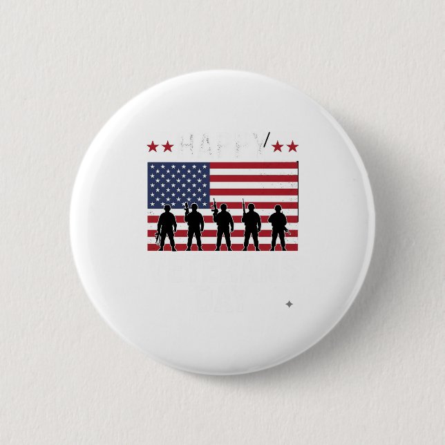 Frohen Veteranentag Flagge Silhouette Vektor Desig Button (Vorderseite)