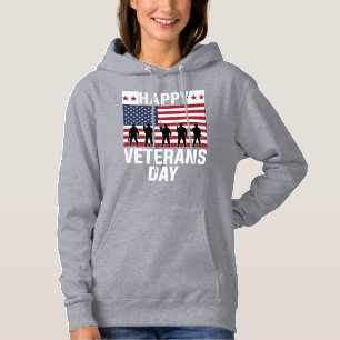 Frohen Veteranentag Flagge Silhouette Vektor Desig Hoodie