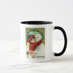 Frohen Weihnachten, die Schneemann-Szene umarmen Tasse