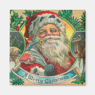 Frohen Weihnachten Sankt und Ren-Szene Magnet