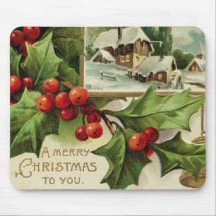 Frohen Weihnachten zu Ihnen Stechpalme Mousepad