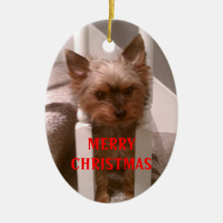 Frohen Yorkie Weihnachten Keramik Ornament