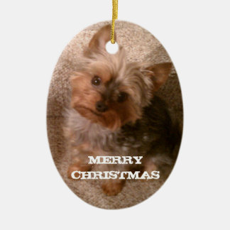 Frohen Yorkie Weihnachten Keramikornament