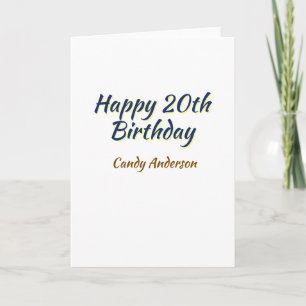 froher 20. Geburtstag blau gelb einfach minimal da Karte