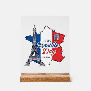 Froher Bastillestag Frankreich Karte Eiffelturm Ve Acrylschild