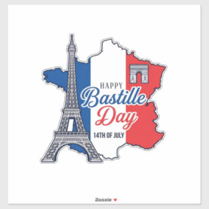 Froher Bastillestag Frankreich Karte Eiffelturm Ve Aufkleber