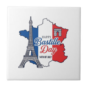 Froher Bastillestag Frankreich Karte Eiffelturm Ve Fliese
