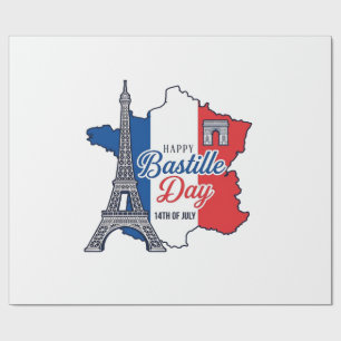 Froher Bastillestag Frankreich Karte Eiffelturm Ve Geschenkpapier