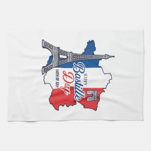 Froher Bastillestag Frankreich Karte Eiffelturm Ve Geschirrtuch