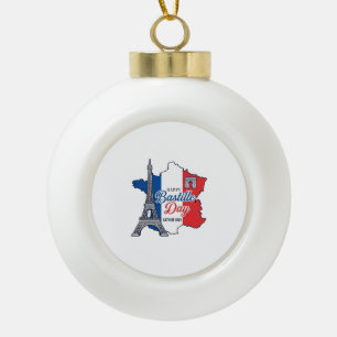 Froher Bastillestag Frankreich Karte Eiffelturm Ve Keramik Kugel-Ornament