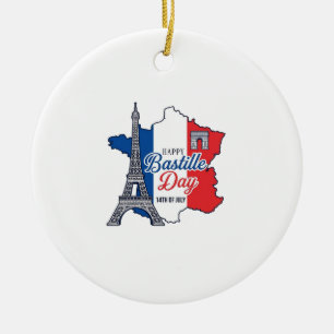 Froher Bastillestag Frankreich Karte Eiffelturm Ve Keramik Ornament