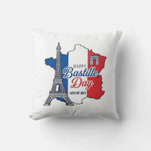 Froher Bastillestag Frankreich Karte Eiffelturm Ve Kissen