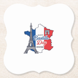 Froher Bastillestag Frankreich Karte Eiffelturm Ve Untersetzer
