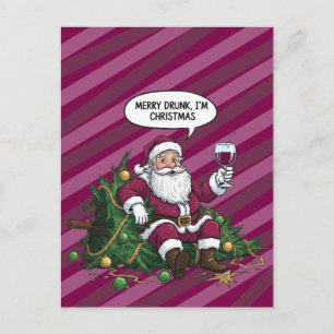 Froher betrunkener Weihnachtsmann Postkarte