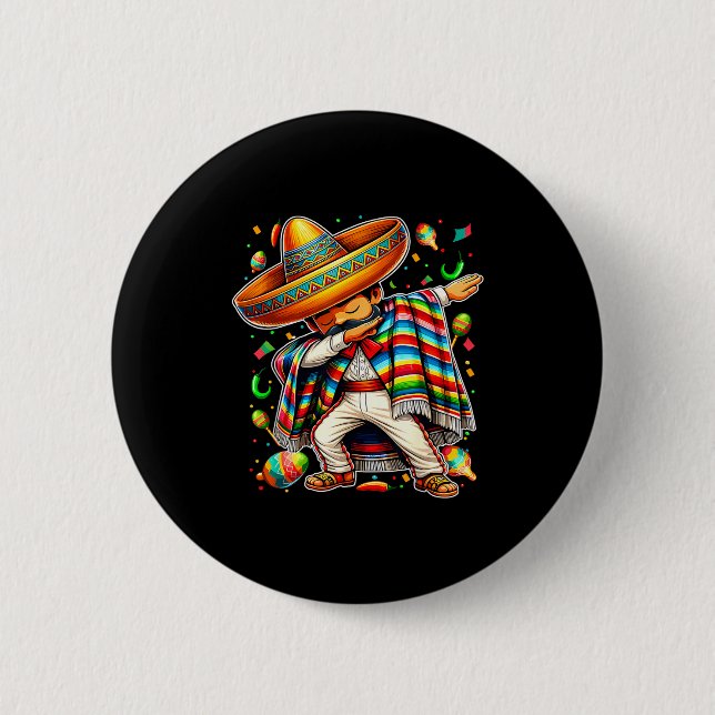 Froher Cinco de Mayo Dabbing Junge Mann mexikanisc Button (Vorderseite)