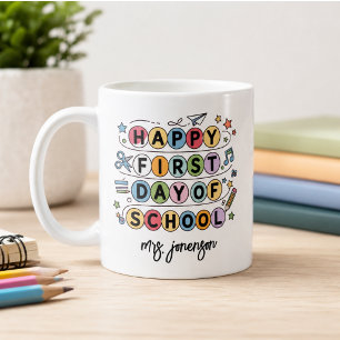 Froher erster Schultag personalisierter Name Kaffeetasse